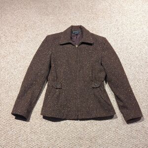 Vintage Braebrook Blazer Jacket Womens Small Brown Tweed Cinched Academia